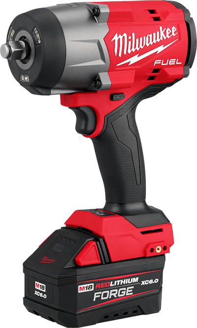 A bright red Milwaukee impact wrench.