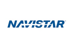 The Navistar logo in white and blue.