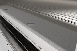 A gray friction surface on a Great Dane trailer.