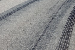 Tire tracks on the highway