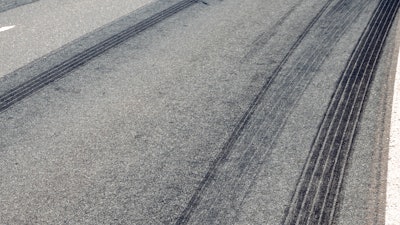 Tire tracks on the highway