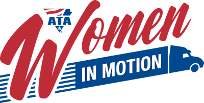 ATA Women in Motion logo in red, white and blue