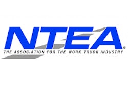 The white, blue and gray NTEA, The Association for the Work Truck Industry, logo.