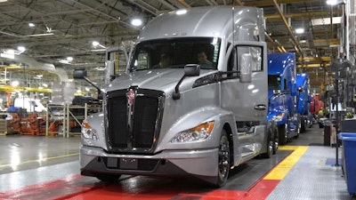 Kenworth truck on production line