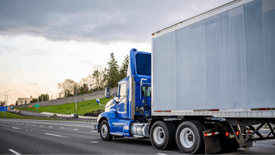 Truck on interstate driving