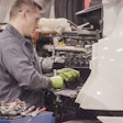 Technician working on a truck