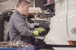 Technician working on a truck