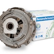 A remanufactured Eaton Advantage clutch in front of a box.