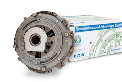 A remanufactured Eaton Advantage clutch in front of a box.