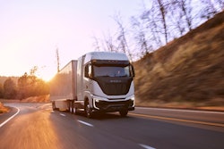 A Nikola truck going down the road