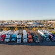 Overhead view of many truck