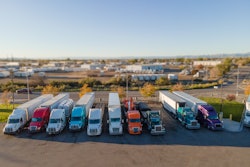 Overhead view of many truck