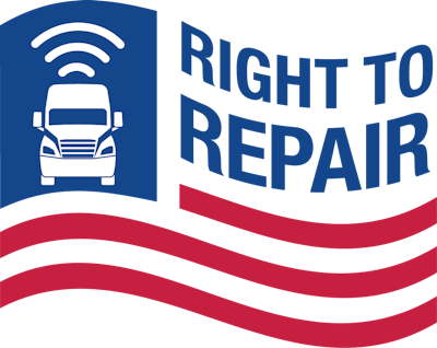 Right to Repair logo in red, white and blue.
