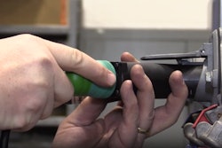 A technician performs an end-of-line test on a trailer antilock braking system.