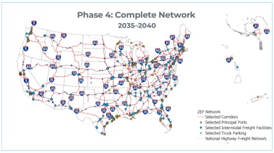 The complete National ZEV Freight Corridor Strategy network, 2040