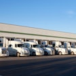 Trucks at distribution center docks