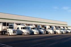 Trucks at distribution center docks