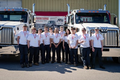 Competitors in the SkillsUSA Massachusetts Diesel Competition at Advantage Truck Group.