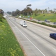 Truck on empty highway in southern California