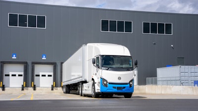 Lion8 electric truck at a shipping facility