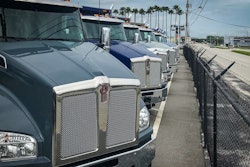 Kenworth trucks in a row