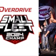 Small Fleet Championship logo and Bill Barhite with fist raised upon winning the award, ultimately