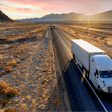 Truck driving isolated in desert