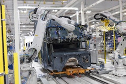 Robots assemble a truck at Volvo's New River Valley assembly plant.