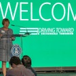 Rihm CEO Kari Rihm speaks at the company's event