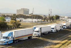 Trucks in traffic jam on highway