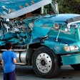 A crashed semi truck