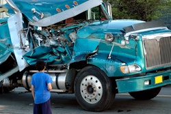 A crashed semi truck