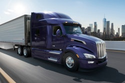 Peterbilt Model 579 on highway near city