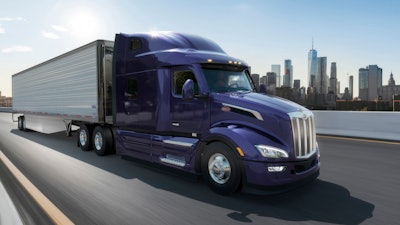 Peterbilt Model 579 on highway near city