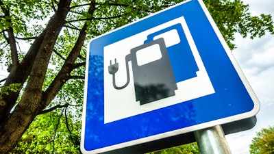 Battery electric truck charging sign