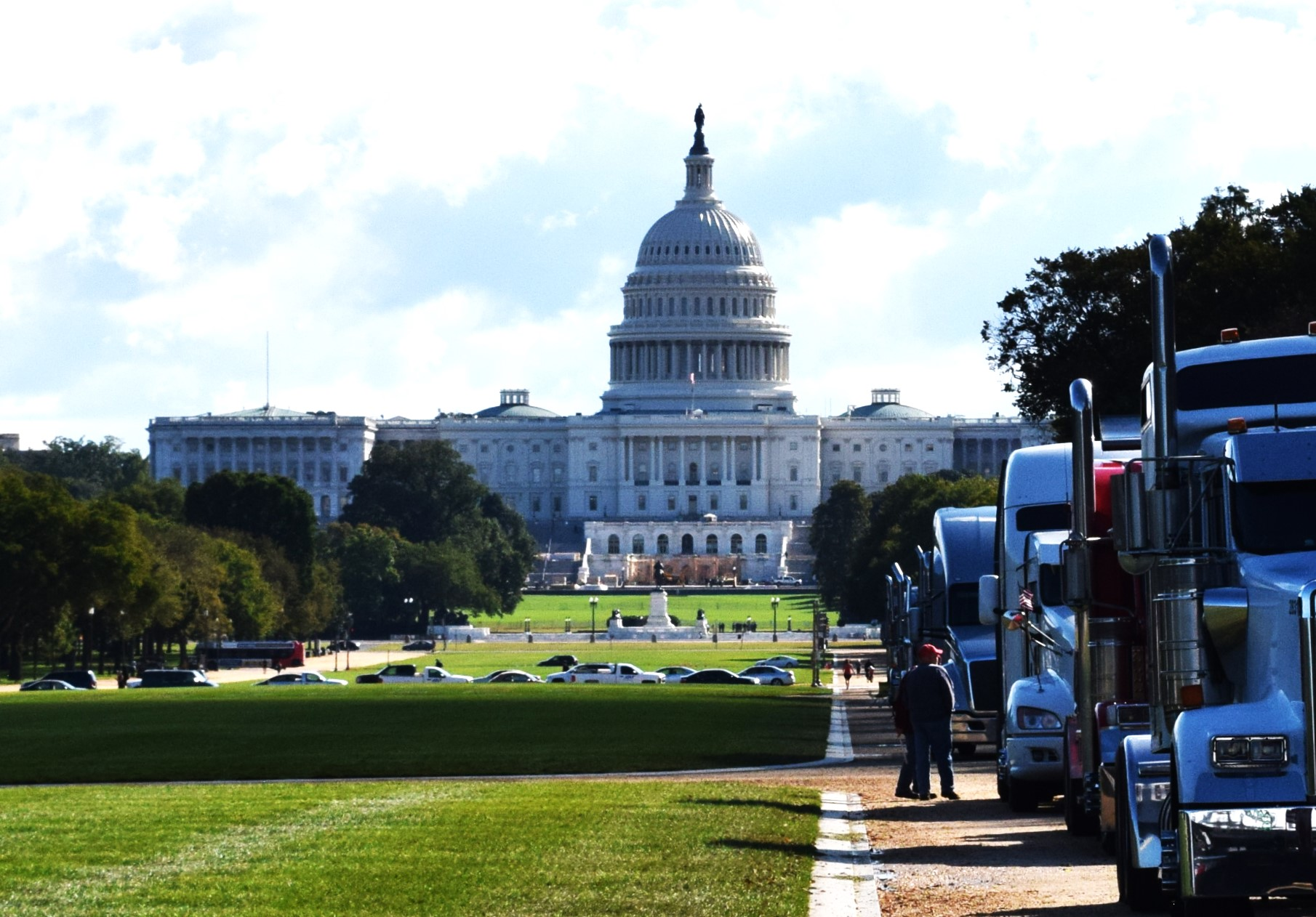 Trucks on Mall with U.S. Capitol