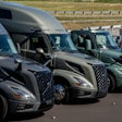 Volvo VNL trucks lined up