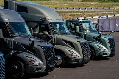 Volvo VNL trucks lined up