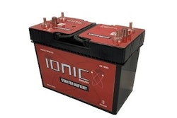 A red battery that says IONIC on the front