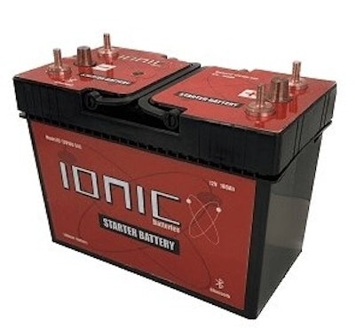 A red battery that says IONIC on the front