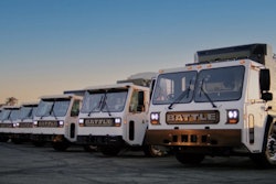 Battle Motors trucks in a row
