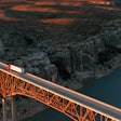Truck and trailer crossing Rio Grande