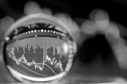 Crystal ball with data and chart inside
