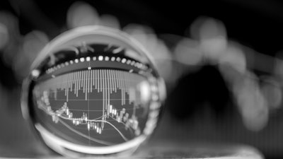 Crystal ball with data and chart inside