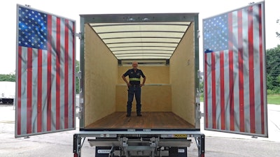 Trailer Equipment truck with American flags