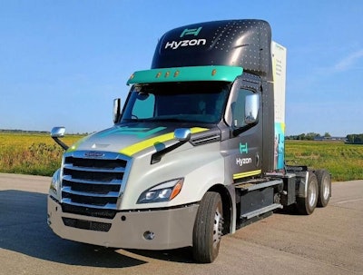 A Hyzon hydrogen fuel cell electric truck