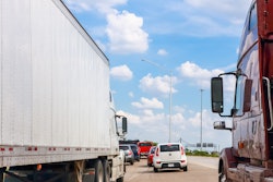 Semi trucks in traffic