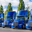 Blue trucks of multiple brands
