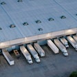 Trailers at warehouse from above