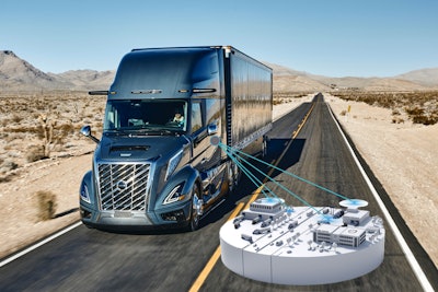 A truck with an inset of a diagram.